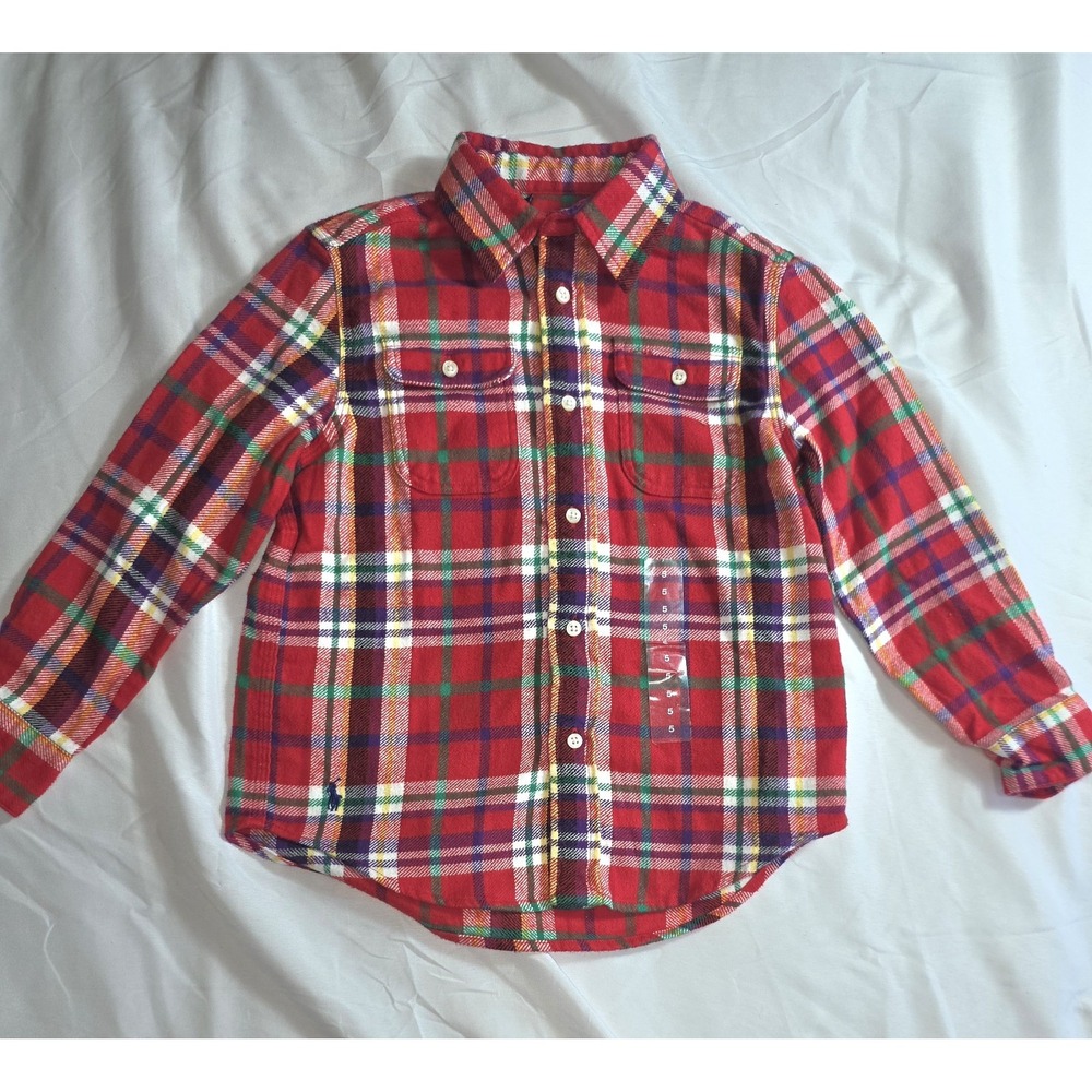 Polo Ralph Lauren Boy's Button-Down Plaid Shirt Multicolor Kids Size 5 NWOT